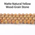 Natural matte yellow wood grain stone beads for handmade DIY jewelry bracelet making - 6mm / 60 Counts / Matte Natural Yellow Wood Grain Stone