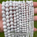 Hochwertige natürliche weiße Howlith-Steinperlen in verschiedenen Größen für DIY-Schmuck - 12mm/31 Stück Packung / Natürliche weiße Türkisperlen
