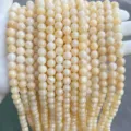 High quality natural cream yellow chalcedony round loose beads for DIY jewelry making - 6mm (Approx 60 Pcs) / 3A Natural Rice Yellow Jade