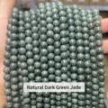 Natural dark green jade round loose beads for DIY handmade jewelry making and bracelets. - 6mm (Approx 60 Pcs) / Natural Dark Green Jade