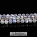 Perles rondes en pierre de lune grise labradorite naturelle 5A de qualité supérieure DIY - Pierre de Lune Grise Naturelle 5A / 4mm Environ 90pcs (Fil)