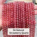Perle tonde in quarzo fragola naturale 5A di alta qualità per la creazione di gioielli DIY - 4mm (circa 90 pezzi) / Quarzo Fragola Naturale 5A