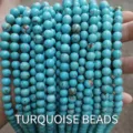 Fili di perle rotonde di turchese blu ottimizzato per la creazione di gioielli fai da te - 4mm (Circa 90 Pezzi) / Turchese Blu Ottimizzato