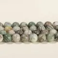 Natursteinperlen mit einzigartiger Maserung für die DIY-Schmuckherstellung und Basteln - 8mm (ca. 47 Perlen) / Natürlicher Grüner Grasblumenstein