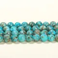 Perle rotonde lucide in turchese blu con matrice marrone per creazione gioielli fai da te - 8mm (Circa 47 pz) / Turchese Blu Ottimizzato