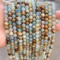 Naturstein-Rundperlen mit blau-braunem Marmormuster für die DIY-Schmuckherstellung - 6mm (ca. 60 Stk.) / Natürlicher Blauer Calcit