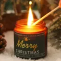 Set de regalo de vela perfumada de Navidad, tarro de vidrio ambar con etiqueta - Cedro del Norte