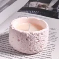 Pink scented candle in a textured porous container, handmade soy wax candle for bedroom decor. - Small Oolong Peach