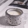 Handmade concrete scented candle, minimalist gray crater design soybean wax candle for bedroom decor. - Small Cedar