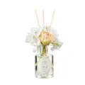 Elegant reed diffuser with artificial flower bouquet and glass bottle for home fragrance. - Morning Dew Gardenia (True Gardenia Scent)