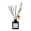 Set de difusor de caña de flores secas botella negra retro para fragancia y ambientador. - Té de osmanto y Longjing