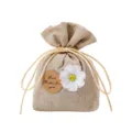 Linen sachet pouch with daisy flower and blessing tag, perfect for wardrobe and car fragrance. - Pure White Gardenia