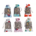 Natural herbal sachet set with transparent window, cute assorted prints, pack of 6 pieces. - Random Color