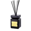 Flacon de diffuseur de parfum noir avec capuchon en bois et tiges noires, diffuseur d'arôme élégant. - Noir Mat Thé Zen / 500ml