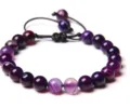 Bracelet de perles en cristal d'agate violette 8mm bijoux réglables de yoga détail - 6