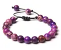 Bracelet perles jaspe impérial violet réglable bijoux yoga cadeau pierre précieuse femme - Style 3