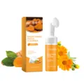 Jaysuing mousse nettoyante visage curcuma éclaircissante à l'eau de rose, anti-acné, 100ml - Mousse Nettoyante Peau à Tendance Acnéique au Curcuma
