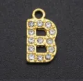 Gold plated rhinestone letter B pendant DIY jewelry accessory, close up detail view. - Letter B / Gold