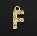 Gold-plated alloy letter F rhinestone DIY pendant charm for personalized jewelry making accessories - Letter F / Gold