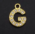 Gold plated alloy letter G pendant with clear rhinestones, perfect for DIY jewelry making. - Letter G / Gold