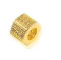 Detailansicht eines vergoldeten kubischen Charm-Perle mit Zirkonia für DIY Schmuck. - Hohe Säulenform / Roségold