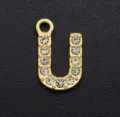 Gold plated rhinestone letter U charm DIY jewelry pendant accessory for custom necklace making - Letter U / Gold