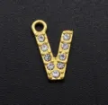Gold plated alloy rhinestone letter V pendant DIY charm necklace jewelry accessory - Letter V / Gold