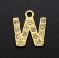 Gold alloy letter W pendant DIY jewelry accessory charm sparkling rhinestone charm for necklace - Letter W / Gold