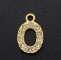 Gold plated alloy letter pendant with rhinestones for DIY jewelry making and accessories. - Letter O / Gold