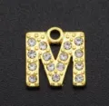 Gold-plated alloy letter M pendant with sparkling rhinestones for DIY jewelry making accessories. - Letter M / Gold