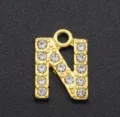 Gold Alloy Letter N Charm Rhinestone DIY Pendant Jewelry Accessory for Crafting - Letter N / Gold