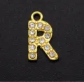 Gold plated alloy letter R pendant with rhinestone DIY jewelry making accessories - Letter R / Gold