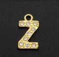 Gold-plated rhinestone letter Z pendant DIY charm for personalized jewelry making and accessories. - Letter Z / Gold