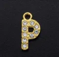 Gold plated alloy rhinestone letter P pendant DIY charm jewelry accessory for necklace making - Letter P / Gold