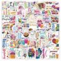 120 Pcs Pegatinas de Cumpleaños Impermeables Bonitas Calcomanías de Dibujos Animados Regalo - Estilo Happy Birthday A / 60 Piezas/Paquete