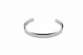 Minimalist stainless steel open cuff bracelet in polished silver finish - 8MM Wide Minimalist Prism Style (TB13003) / 8mm Wide / Silver