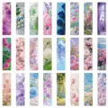 Set de 24 marcapaginas florales realistas paisaje curativo para amantes de lectura - 3,9*15 cm / Pegatinas florales - 24 hojas