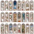 Christmas window bookmarks set of 24 winter holiday scenery reading page markers gifts - Pack of 24 / Christmas Bookmarks - 24 Sheets (Original)