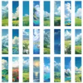 Vista detallada que muestra los paisajes vibrantes y relajantes de 24 marcapáginas anime. - 3,9*15 cm / Marcadores de paisajes de anime de Hayao Miyazaki - 24 pzas