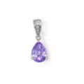 Elegante ciondolo in zircone viola a forma di pera in acciaio al titanio argento per collane - A forma di goccia / Argento