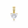 Elegante ciondolo a cuore in zircone bianco placcato oro per creazione di gioielli - Forma a cuore / Oro