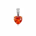 Ciondolo a forma di cuore con zirconi arancioni e argento - Forma a cuore / Argento