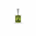 Elegante ciondolo rettangolare in zircone verde con gancio in argento per gioielli DIY - Quadrato / Argento