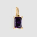 Ciondolo rettangolare in zircone viola in acciaio inossidabile placcato oro 14K lusso - Giugno Viola Scuro