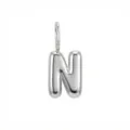 Ciondolo lettera N in acciaio inossidabile argento stile bubble per gioielli DIY - Lettera N / Argento