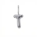 Shiny silver stainless steel bubble letter T pendant for personalized DIY jewelry pieces - Pendant Only (Letter T) / Silver