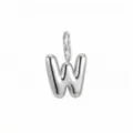 Polished silver bubble letter W pendant charm for personalized DIY jewelry designs - Pendant Only (Letter W) / Silver