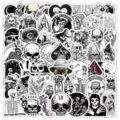 Pegatinas de grafiti de calavera punk gótica en blanco y negro, calcomanías impermeables para autos y moviles - Calavera Blanco y Negro Modelo A / 60 Piezas/Paquete