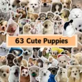 Pegatinas lindas de cachorros calcomanias de vinilo impermeables para botella - Cachorros diminutos - 63 piezas