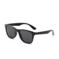 Occhiali da sole polarizzati quadrati in TR90 nero con rivetti decorativi - Lente Grigia / Nero lucido
